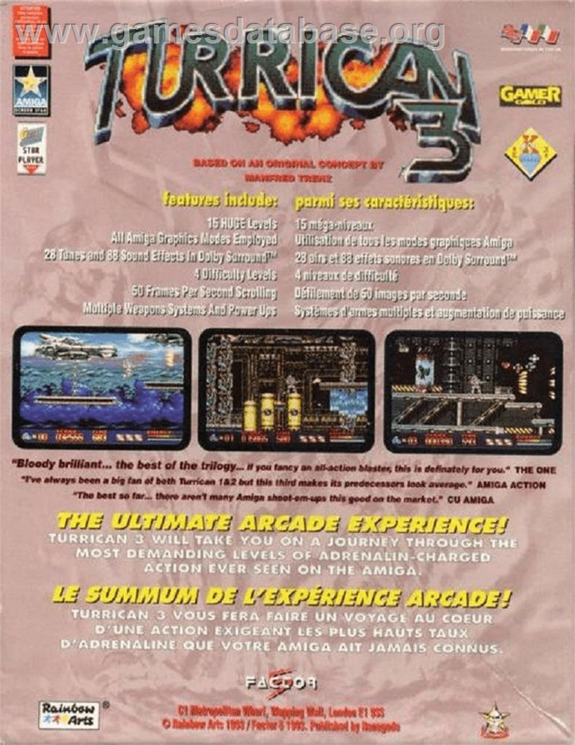 Turrican 3 - Commodore Amiga - Artwork - Box Back