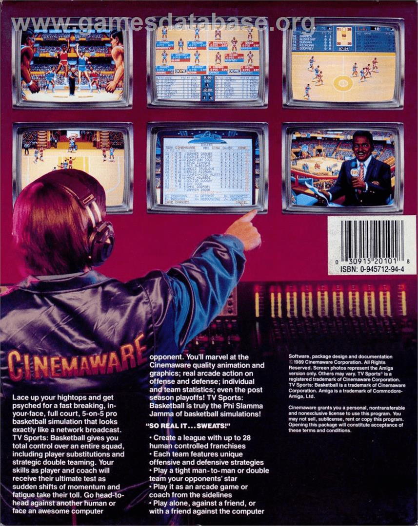 Tv Sports Basketball - Commodore Amiga - Artwork - Box Back