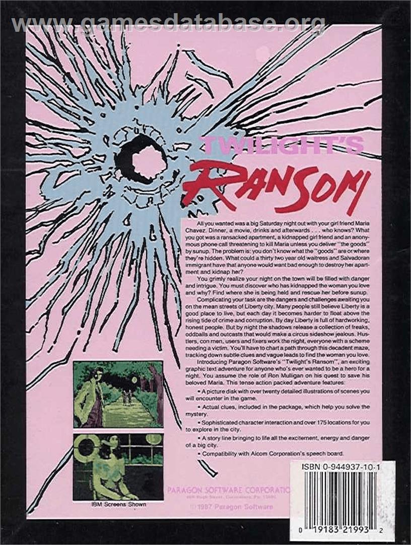 Twilight's Ransom - Commodore Amiga - Artwork - Box Back
