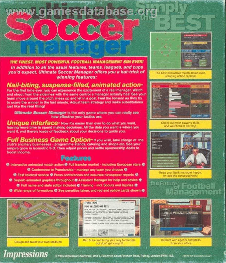 Ultimate Soccer Manager - Commodore Amiga - Artwork - Box Back
