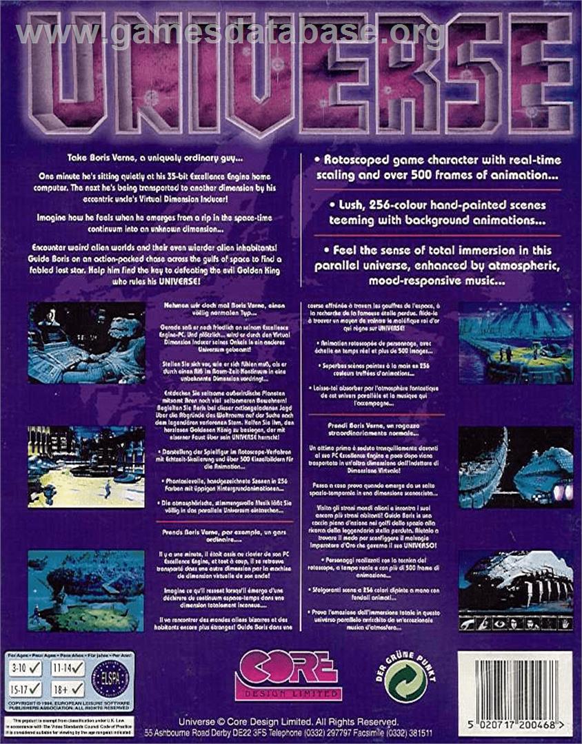 Universe - Commodore Amiga - Artwork - Box Back