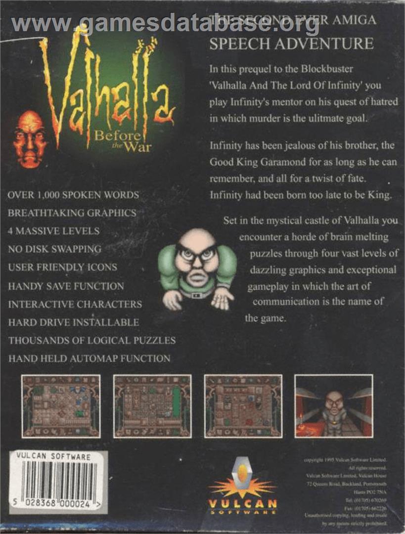 Valhalla: Before the War - Commodore Amiga - Artwork - Box Back