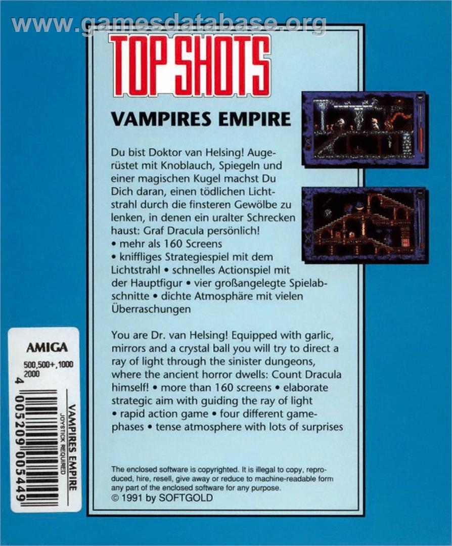 Vampire's Empire - Commodore Amiga - Artwork - Box Back