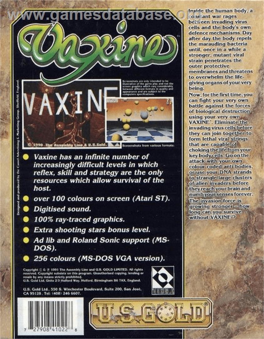 Vaxine - Commodore Amiga - Artwork - Box Back