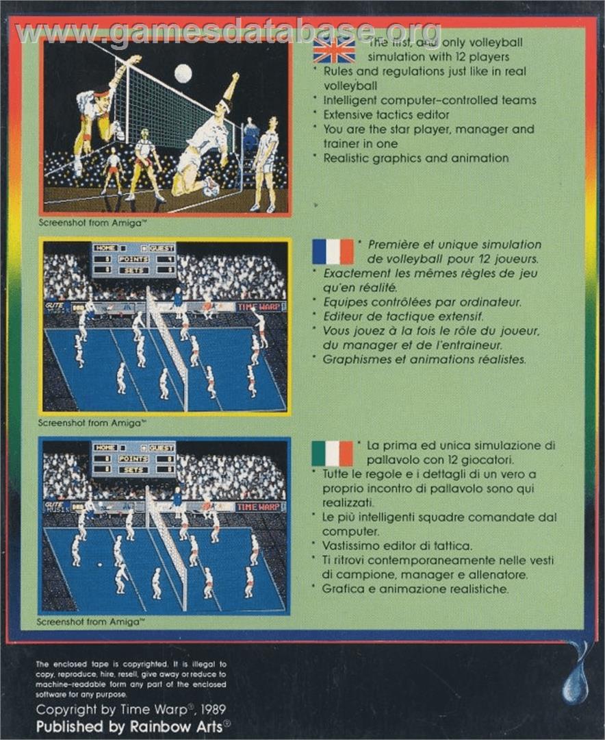 Volleyball Simulator - Commodore Amiga - Artwork - Box Back