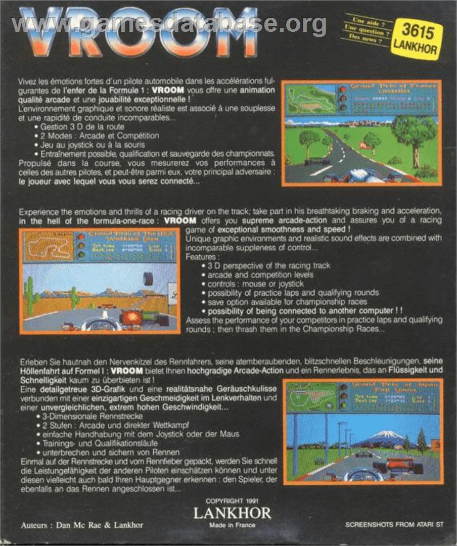 Vroom - Commodore Amiga - Artwork - Box Back