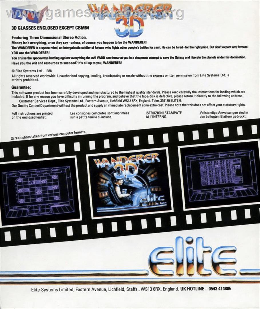 Wanderer 3d - Commodore Amiga - Artwork - Box Back