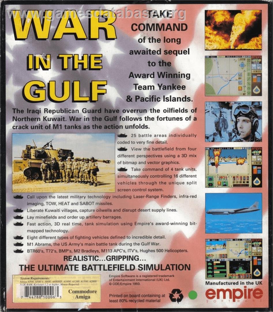 War In The Gulf - Commodore Amiga - Artwork - Box Back