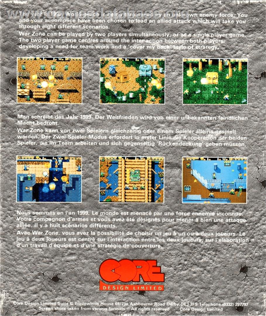 War Zone (paradox) - Commodore Amiga - Artwork - Box Back