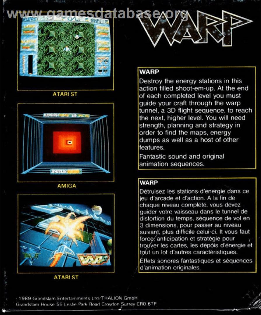 Warp - Commodore Amiga - Artwork - Box Back