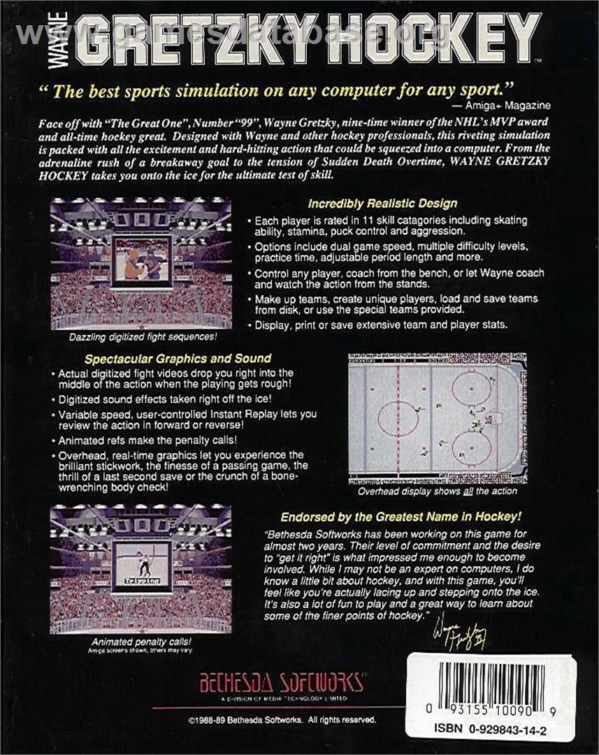 Wayne Gretzky Hockey - Commodore Amiga - Artwork - Box Back