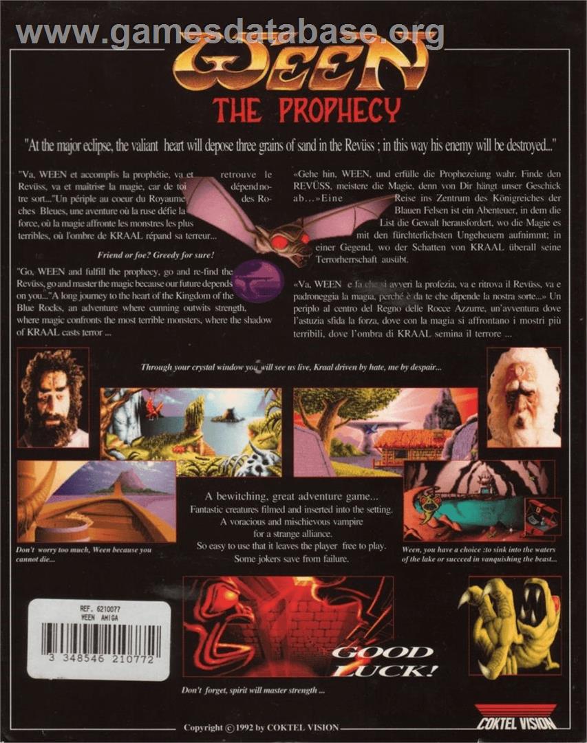 Ween - The Prophecy - Commodore Amiga - Artwork - Box Back