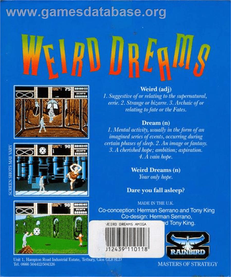 Weird Dreams - Commodore Amiga - Artwork - Box Back