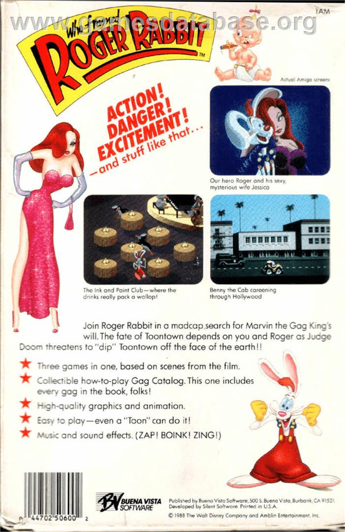 Who Framed Roger Rabbit? - Commodore Amiga - Artwork - Box Back