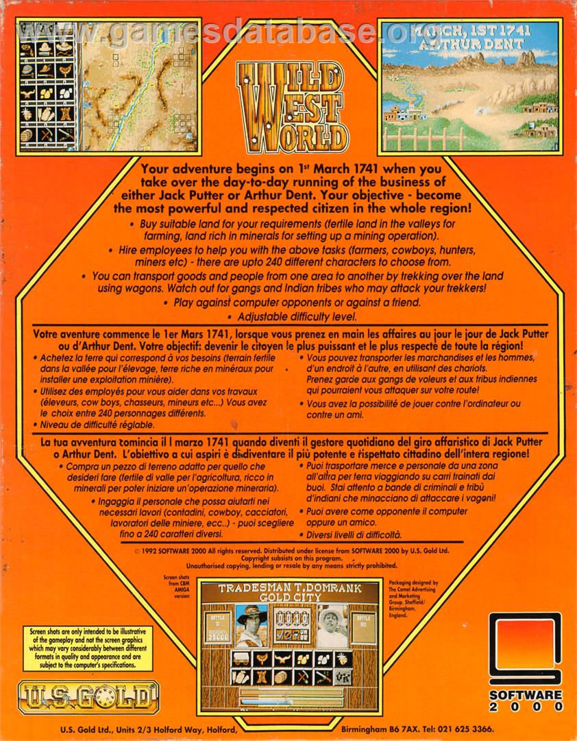 Wild West World - Commodore Amiga - Artwork - Box Back