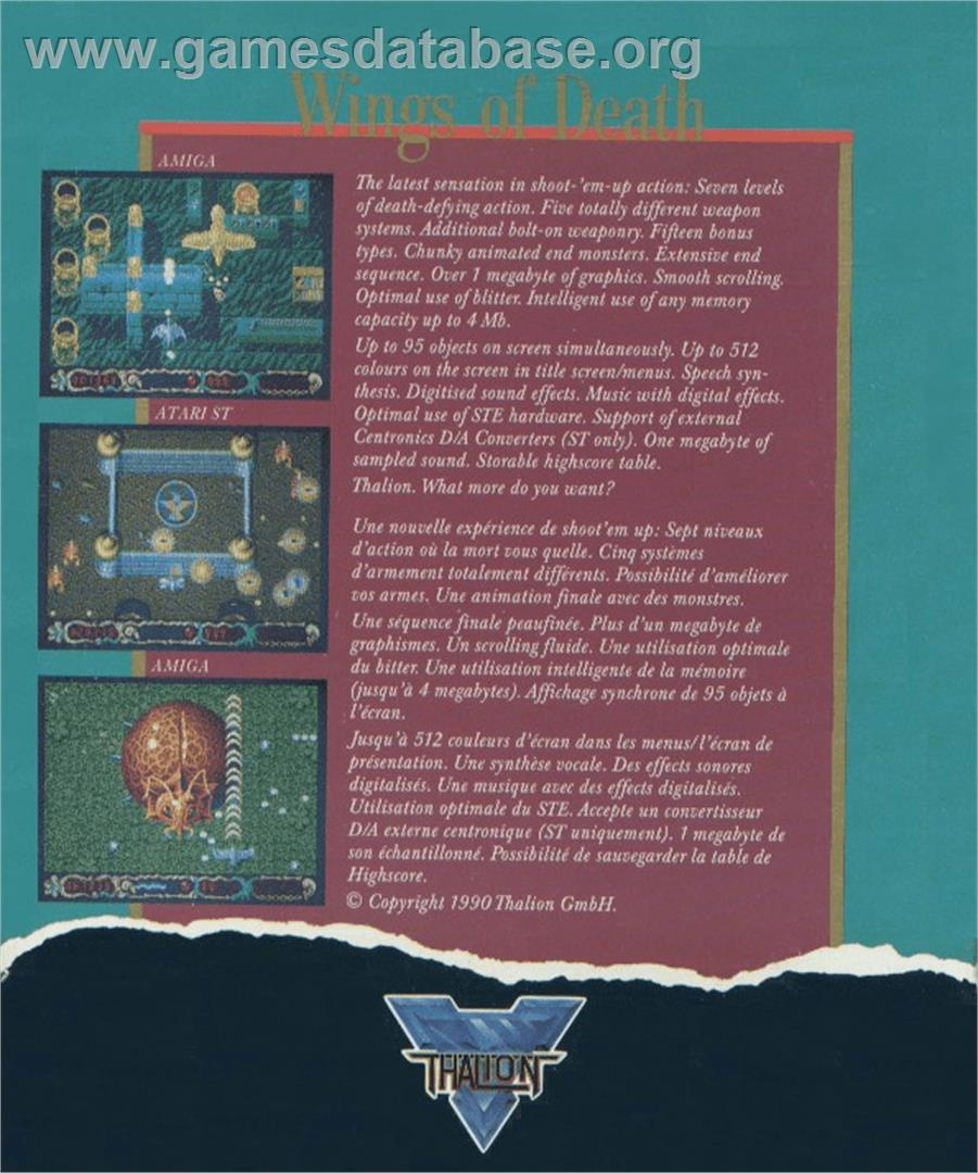 Wings of Death - Commodore Amiga - Artwork - Box Back