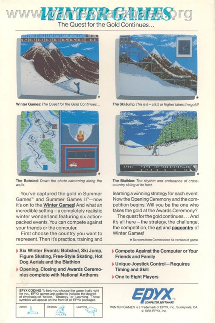 Winter Games - Commodore Amiga - Artwork - Box Back