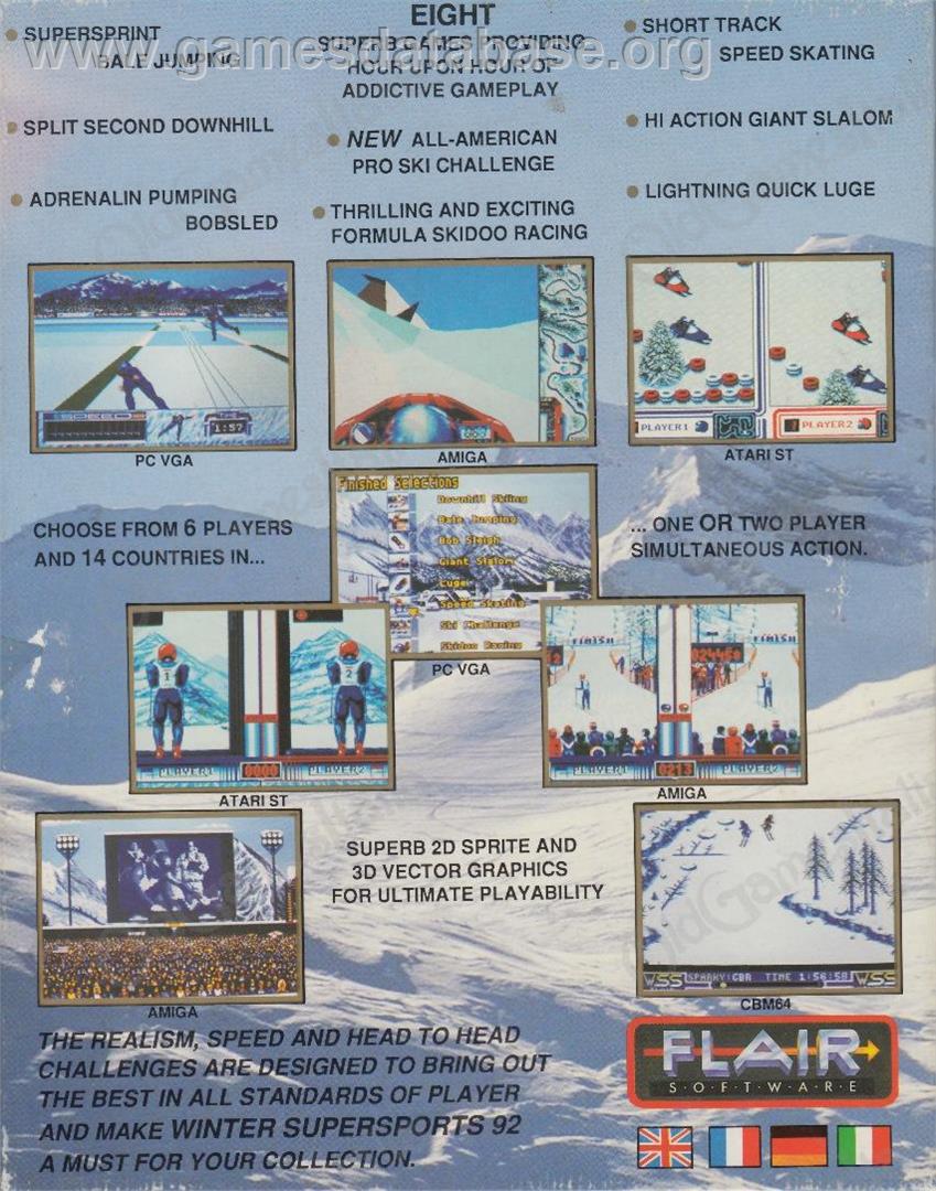 Winter Supersports 92 - Commodore Amiga - Artwork - Box Back