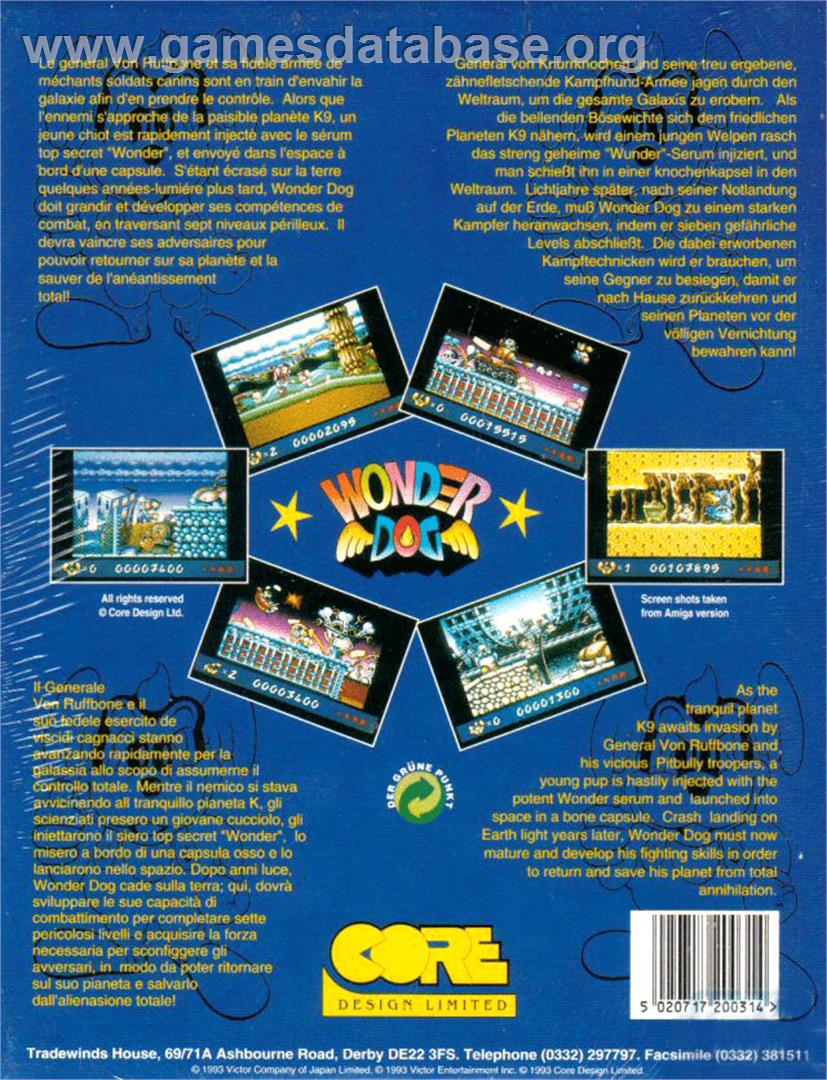 Wonder Dog - Commodore Amiga - Artwork - Box Back