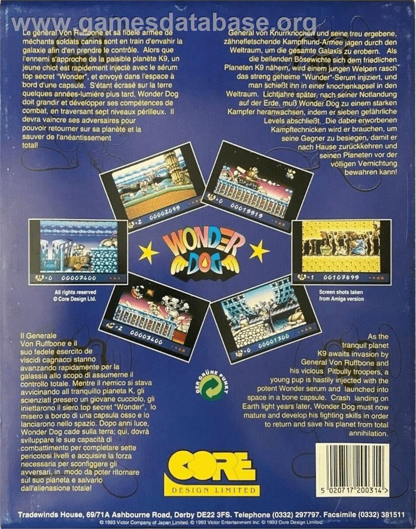 Wonder Dog - Commodore Amiga - Artwork - Box Back