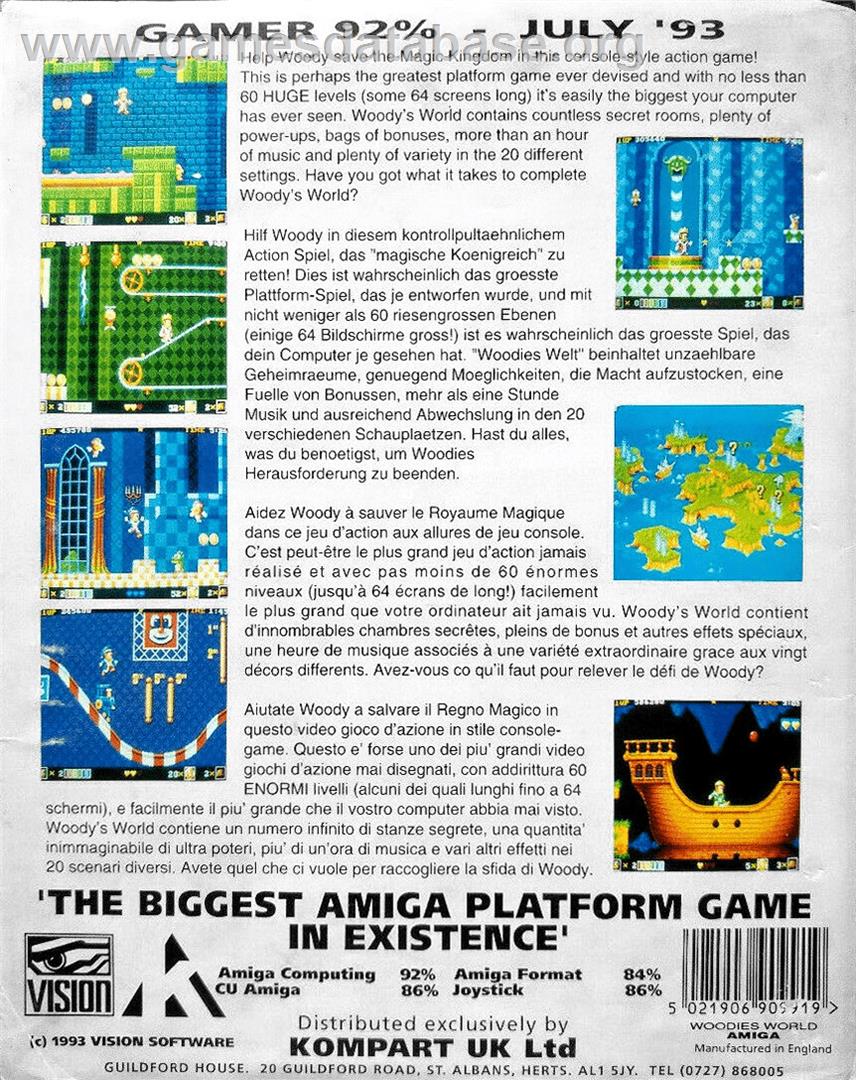 Woody's World - Commodore Amiga - Artwork - Box Back