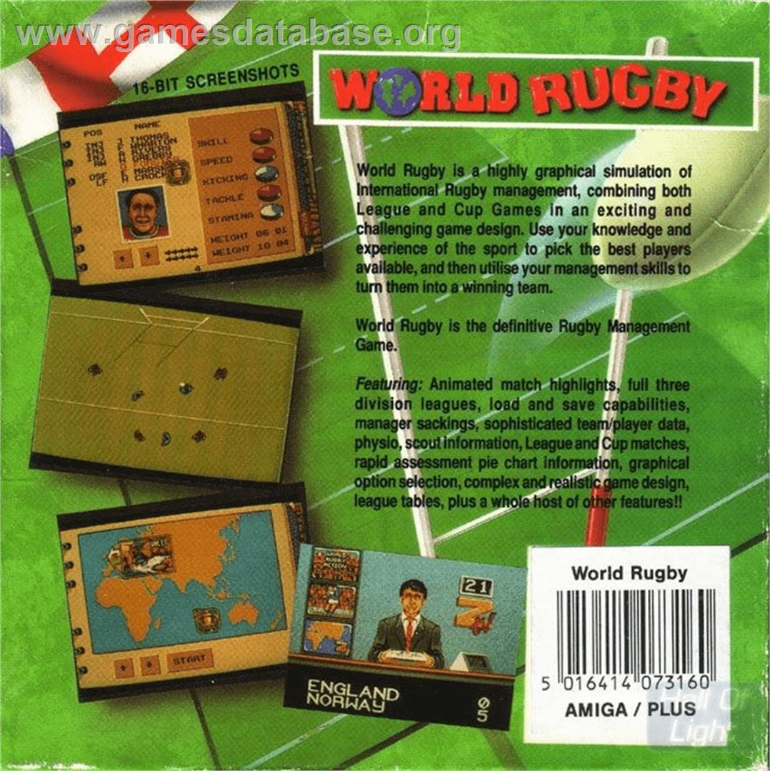 World Rugby - Commodore Amiga - Artwork - Box Back