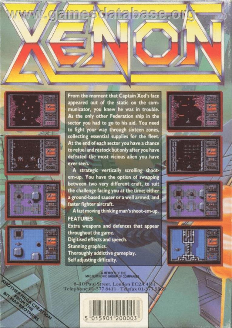 Xenon - Commodore Amiga - Artwork - Box Back