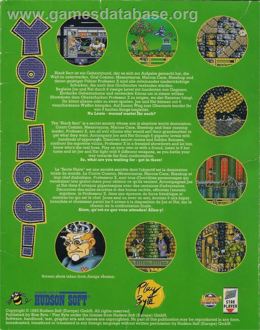 Yo! Joe! Beat the Ghosts - Commodore Amiga - Artwork - Box Back