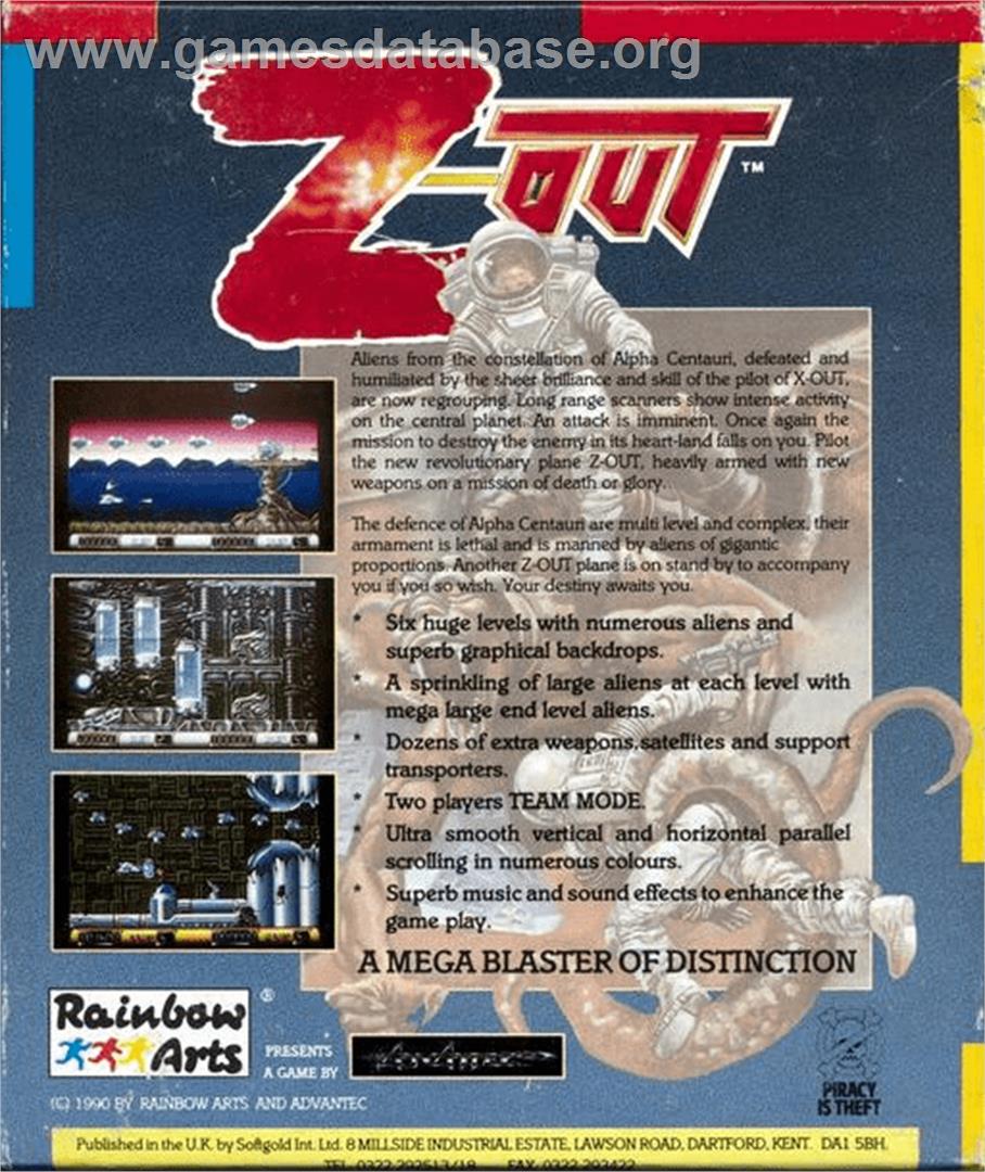 Z-Out - Commodore Amiga - Artwork - Box Back