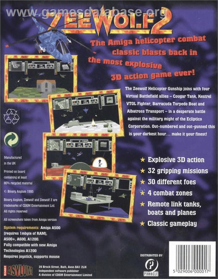 Zeewolf 2: Wild Justice - Commodore Amiga - Artwork - Box Back