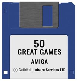 Cartridge artwork for 50 Great Games on the Commodore Amiga.
