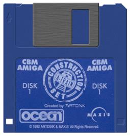 Cartridge artwork for A-Train Construction Set on the Commodore Amiga.