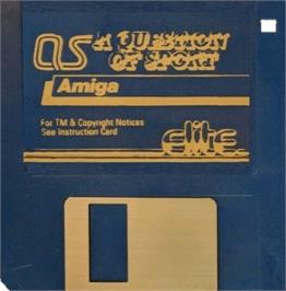 Cartridge artwork for A Question of Sport on the Commodore Amiga.