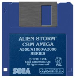 Cartridge artwork for Alien Storm on the Commodore Amiga.