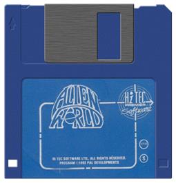 Cartridge artwork for Alien World on the Commodore Amiga.