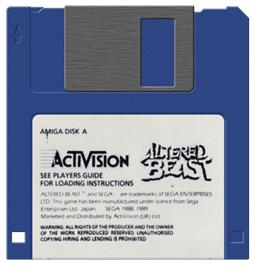 Cartridge artwork for Altered Beast on the Commodore Amiga.