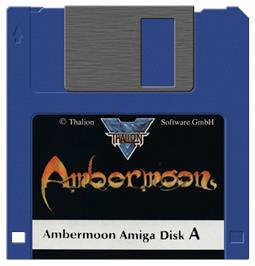 Cartridge artwork for Ambermoon on the Commodore Amiga.