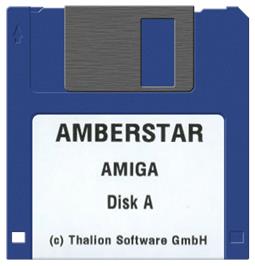 Cartridge artwork for Amberstar on the Commodore Amiga.