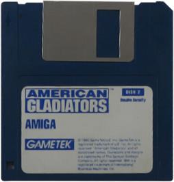 Cartridge artwork for American Gladiators on the Commodore Amiga.