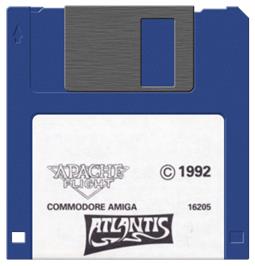 Cartridge artwork for Apache Flight on the Commodore Amiga.