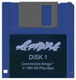 Cartridge artwork for Apidya on the Commodore Amiga.