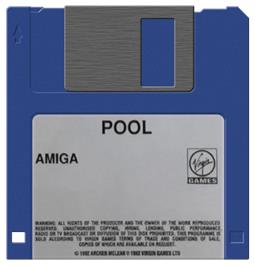 Cartridge artwork for Archer Maclean's Pool on the Commodore Amiga.