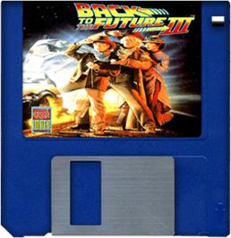 Cartridge artwork for Back To The Future Part 3 on the Commodore Amiga.