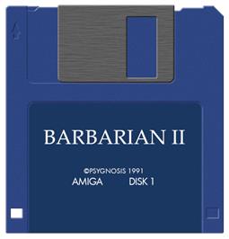 Cartridge artwork for Barbarian 2 on the Commodore Amiga.