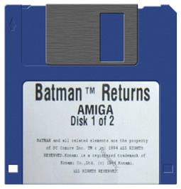 Cartridge artwork for Batman Returns on the Commodore Amiga.