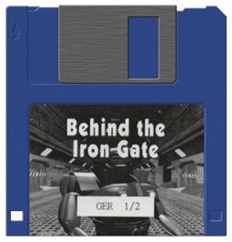 Cartridge artwork for Behind the Iron Gate on the Commodore Amiga.