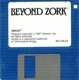 Cartridge artwork for Beyond Zork: The Coconut of Quendor on the Commodore Amiga.