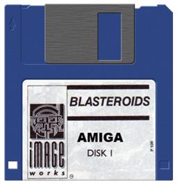 Cartridge artwork for Blasteroids on the Commodore Amiga.