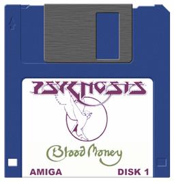 Cartridge artwork for Blood Money on the Commodore Amiga.