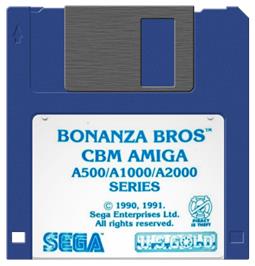 Cartridge artwork for Bonanza Bros. on the Commodore Amiga.